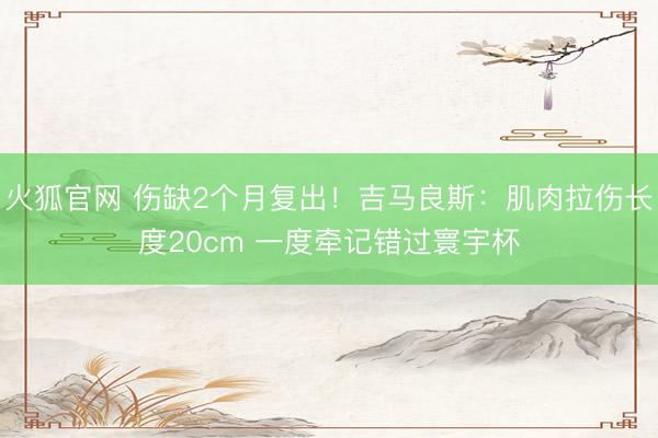 火狐官网 伤缺2个月复出！吉马良斯：肌肉拉伤长度20cm 一度牵记错过寰宇杯
