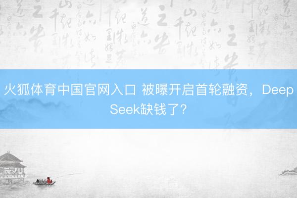 火狐体育中国官网入口 被曝开启首轮融资，DeepSeek缺钱了？